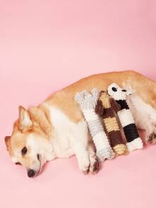 PETSIN 1 件卡通动物造型毛绒宠物玩具 - 可爱吱吱叫的狗玩具，适合小型犬和猫的有趣玩耍和互动咀嚼玩具 - 彩色 - 查看 7