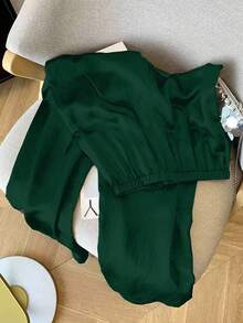 Franclia Pantalones anchos casuales cómodos y sueltos de acetato con textura para mujer