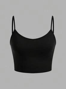 SHEIN EZwear 3 chiếc áo ba lỗ ngắn thường ngày cho nữ - màu đen - Xem 4