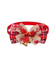 PETSIN 1 件宠物圣诞领结铃铛项圈，圣诞元素印花，狗领结，猫单蝴蝶结项圈，宠物节日装饰，宠物领结，宠物