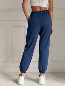 EURMUSE Women's Letter Printed Sweatpants - Royal Blue - View 2