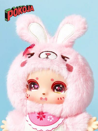 POKOJA LAND Jungle Animals Plush Vinyl Doll Set 1.0 Series - Super Soft Stuffed Animal Figures (Rabbit, Bear, Cat), Cute Collectible Toys For Kids, Wild Adventure Nursery Decor, 5" Huggable Friends