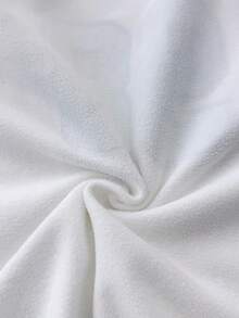 SHEIN T-shirt à manches longues pour adolescentes, col rond en tricot, doublure thermique, imprimé léopard et numéro graphique, blanc, automne/hiver - Blanc - Voir 5