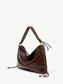 Maija Bolso de hombro para damas y mujeres, retro, vintage, de PU, con cordones, tipo hobo, de moda, elegante, sencillo, personalizado, versátil, clásico, para ir al trabajo, la oficina, citas, uso diario, compras, tomar el té por la tarde