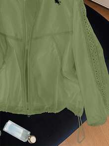 Resyla 女式白色长袖轻便风衣外套，户外休闲 - 綠色 - 查看 3