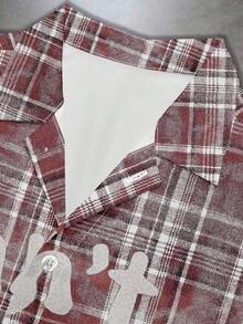 Manfinity EMRG Camicia casual da uomo a maniche corte con motivo a quadri e bottoni, stile retrò