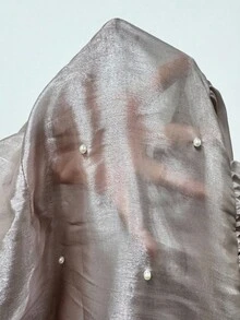 DreamSkyne Elegancka bluzka damska z rozszerzanymi rękawami i perłowymi koralikami w dużym rozmiarze