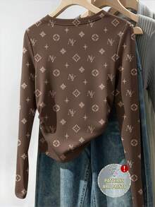 SHEIN 女士束腰长袖T恤，秋季返校季服装 - 彩色 - 查看 2