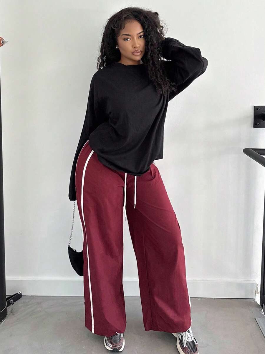 Alexandranx Loose Long Sleeve Top Casual Summer Spring Vacation Casual Cute Everyday Oversized Tee Airport Holiday Fall Back To School Autumn Winter Spring Vacation - Black - View 1
