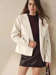 Cévolie 休闲单扣大衣，百搭秋冬 - 白色 - 查看 4