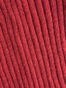 Elyressa Women's Burgundy Red Oblique Shoulder Hollow Knit Sweater,Elegant Metal Button Fitted Soft Skin-Friendly Pullover For Autumn Night Out - Burgundy - View 8