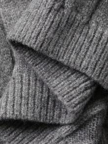 DAZY 秋冬休闲修身针织开衫和直筒裤套装，新年和圣诞节时尚连帽毛衣，纹理针织运动紧身裤，女士两件套毛衣套装 - 灰色 - 查看 17