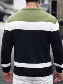 Manfinity Homme Áo len chui đầu cổ tròn dệt kim màu khối cho nam - Nhiều màu - Xem 2