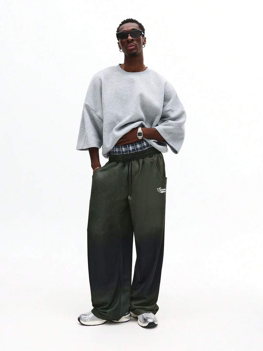 SUMWON Summer Collection Drawstring Wide Leg Sweatpants Relaxed Fit Loungewear Elastic Waist Comfortable Casual Bottoms All Season Street Style Essential Pants Plain - Black - View 1