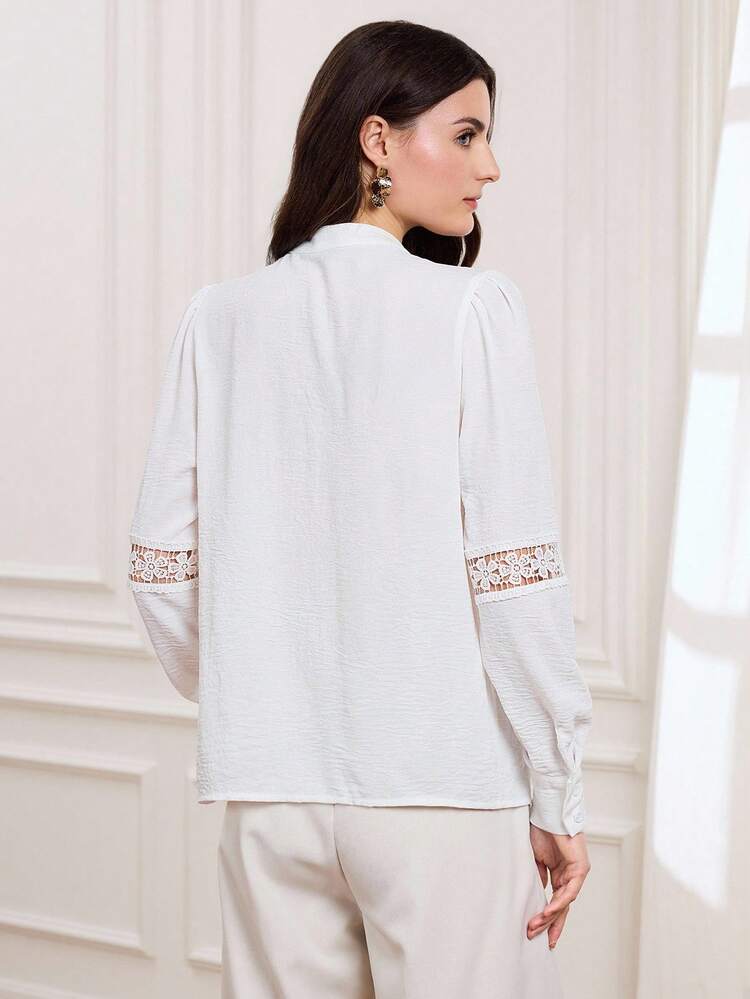 Elegant White Shirt For Women In Autumn And Winter, Elegant Lace Top, Versatile Top Suitable For Many Occasions, New Year White Shirt