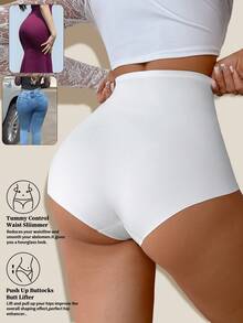 1 件女式高腰塑身短裤，紧身束腰，性感网眼提臀塑身裤 - 白色 - 查看 2