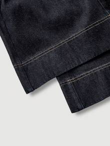 SHEIN MOD Plus Size Fashion Casual Wide Leg Baggy Loose Jeans, Western Winter Christmas New Year Graduation Chic Versatile Jeans For Everyday Wear - Dark Wash - View 3