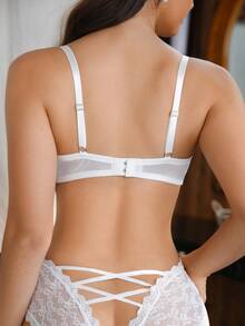 SHEIN 1 Áo ngực ren nữ có gọng - trắng - Xem 2