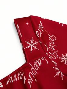 EMERY ROSE Vestido elegante de vacaciones, Navidad y otoño con estampado para damas de talla grande - Rojo - Ver 7