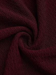 Auvina Plus Size Women's Solid Color Knitted Ribbed Asymmetric Shoulder Flare Sleeve Ruffle Trim Bodycon Maxi Elegant Party Dress - Burgundy - View 6