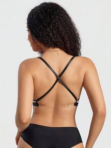 SHEIN 1 pieza Ropa interior de mujer con contraste de color, de corte bajo y cómoda con aro - Negro - Ver 4