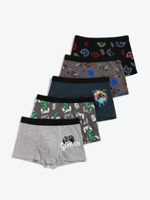 5件装男童电子游戏印花平角内裤 - 彩色 - 查看 8