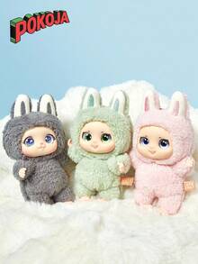 1个迷你乙烯基材质（非毛绒填充）柔软钥匙扣兔子造型吊坠，适合复活节礼物、派对装饰，可爱时尚配饰 - 彩色 - 查看 2