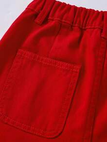 Tween Girls Casual Basic Comfortable Elegant Fresh Wide Leg Loose Fit Pure White Jeans Red Wide Leg Pants Red Pants