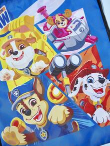 SHEIN | PAW Patrol 1pc Cartoon Rubble, Skye, Chase, Pattern Drawstring Backpack, Adjustable Shoulder Strap, Gym Bag, Canvas Backpack, Casual Bag, Travel Bag, Sports Beach Bag, Unisex, Back To School - Blue - View 4