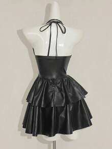 SHEIN ICON 女式时尚性感露背挂脖迷你连衣裙