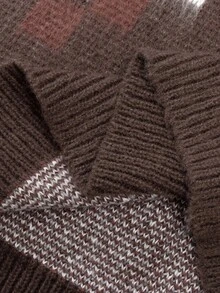 Manfinity EMRG Jersey de cuello redondo de manga larga con bloques de color casual básico para hombre, otoño/invierno - Café integral - Ver 6