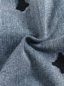 SHEIN Teen Boy Fashion Casual Y2k Vintage Cool Street Returns To School College Street Fashion Cross Embroidery Patterns Nostalgic Blue Denim Lapel Long-Sleeved Jacket For Teen Boy Clothes Teen Boy Soft Dailywear And Teen Boy Winter And Fall Rave Outfits Festival And Outfits Streetwear Clothes Teen Boy Western Shirt Blue Jean Jacket - Blue - View 6