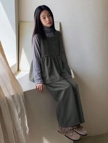 DAZY 2pcs Tween Girls Fall Outfit - Sleeveless Shirt Vest + Pants Set - Grey - View 2