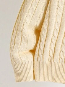 SHEIN Teens Boys' Casual Comfortable Versatile Solid Color Turndown Collar Half Zip Front Sweater