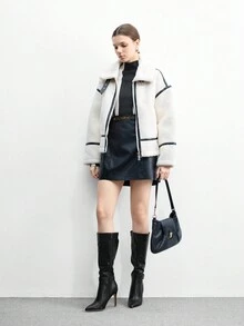 CUCCOO BIZCHIC 高品质黑色扣高筒靴，尖头细跟优雅女靴，时尚百搭新款长靴，展现女性魅力与优雅 - 黑色 - 查看 10