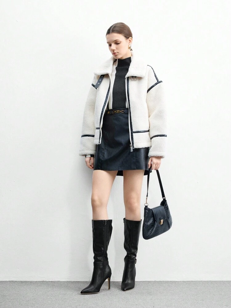 CUCCOO BIZCHIC Botas altas de hebilla negra de alta calidad, botas elegantes de mujer con punta estrecha y tacón delgado, botas largas de estilo nuevo versátil y a la moda que muestran el encanto femenino y la elegancia