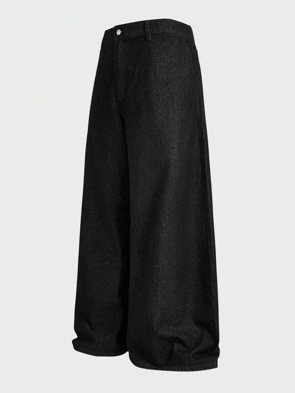 EASEVO Plus Size Men's Simple Casual Solid Color Slant Pocket Jeans