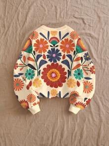 Travachic KIDS 少女亲子装（两件分开出售）休闲碎花长袖卫衣，适合度假、旅行、节日、日常穿着，以及秋冬季节。 - 彩色 - 查看 2