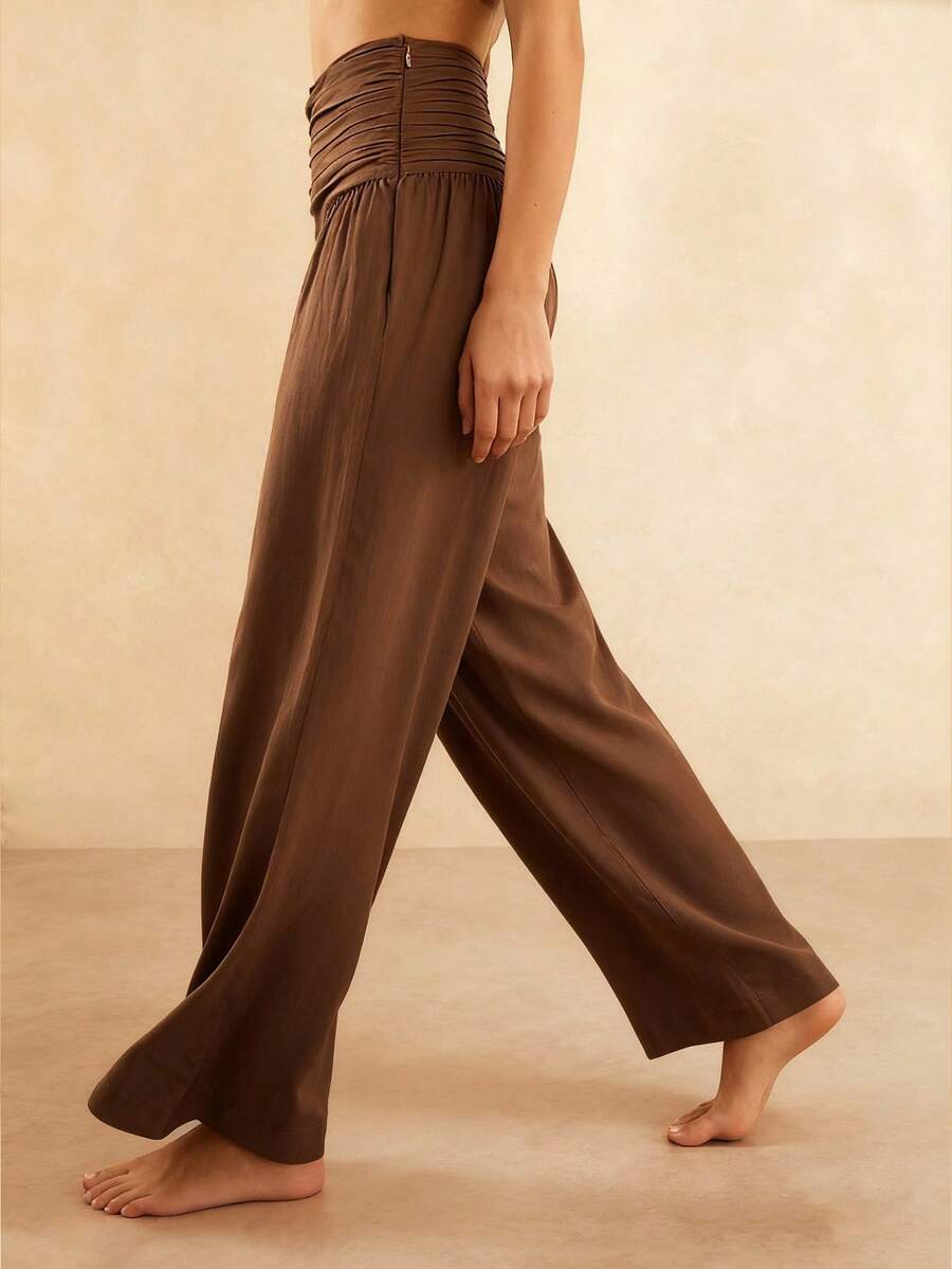 Travachic KIDS Tween Young Girls Fashion Coffee Brown Elastic Waist Trousers,Autumn Boho Style Brown Pants For Vacation Holiday,Home Leisure Daily Sports Party - Multicolor - View 1