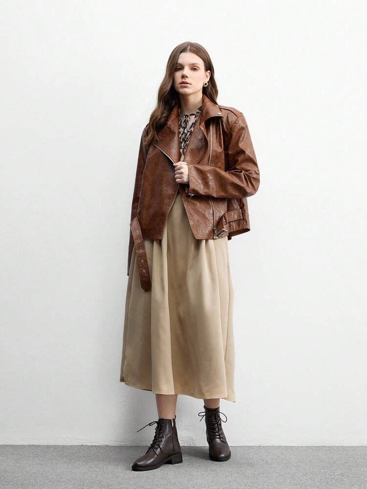 CUCCOO BIZCHIC Botas de tobillo de color café con puntera redonda, suela gruesa y cordones clásicos para mujer. Botas cómodas para uso diario, versátiles y de tacón plano, ideales para Navidad