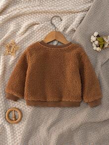 Loomiva Baby Boy Embroidered Thick Crew Neck Long Sleeve Pullover Sweatshirt Autumn Winter Clothes For Women - Apricot - View 6