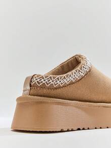 Solezae 女士休闲舒适经典厚底超迷你保暖踝靴 - 卡其色 - 查看 7