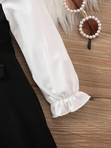 女婴学院风可爱二合一黑白拼接长袖连衣裙 - 白色 - 查看 8