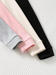 Cozy Pixies 4件套柔软针织弹力腰裤套装，字母印花针织弹力腰束脚裤4件套，幼儿男女童加厚保暖内衬卫衣和裤子，适合室内、室外、日常、运动、玩耍、派对、拍照、度假、锐舞派对、秋冬季滑雪等场合 - 彩色 - 查看 6