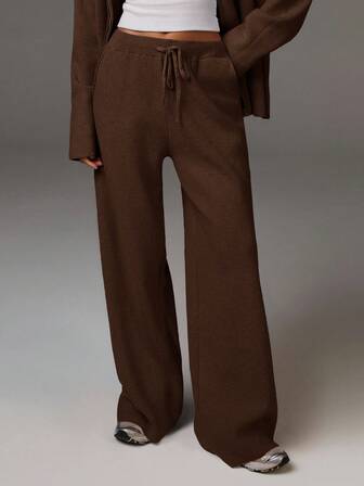 Athîral Lässige, vielseitige, bequeme, weite Damenhose mit Kordelzug, Weite Beine Jogginghose, Strickhose, Schlaghose Jogginghose für Damen, Weite Beine Strickhose im Herbst/Winter