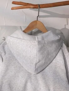 Sparklyn 少女外套，纯色时尚蝴蝶结卫衣夹克，舒适加厚保暖内衬卫衣面料，袖口蝴蝶结装饰，青春活力少女风，适合返校季或休闲户外穿着 - 淺灰色 - 查看 5