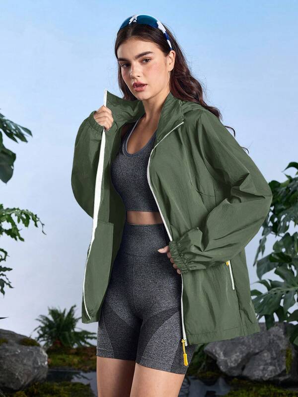 In My Nature Veste à capuche zippée décontractée pour femme avec protection solaire à manches longues