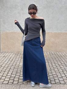 K-Vae Women's Autumn And Winter Basic A-Line Long Dress, Elegant Commuting Wear, Old Money Style Wear, New Year Skirt,New Year's Wear