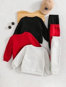 Cozy Pixies 6件套男婴柔软针织提花圆领长袖运动衫和松紧腰裤套装 - 彩色 - 查看 2