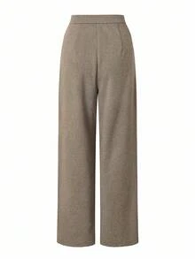 Modelyn Women's Fashion Casual Button Decor Loose Fit Pants - Apricot - View 3